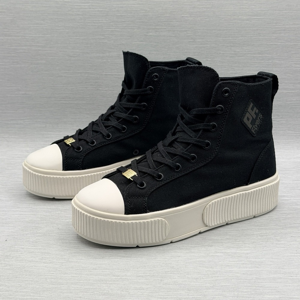 PF Flyers Women's 6.5 Platform High Top Sneakers Black Canvas